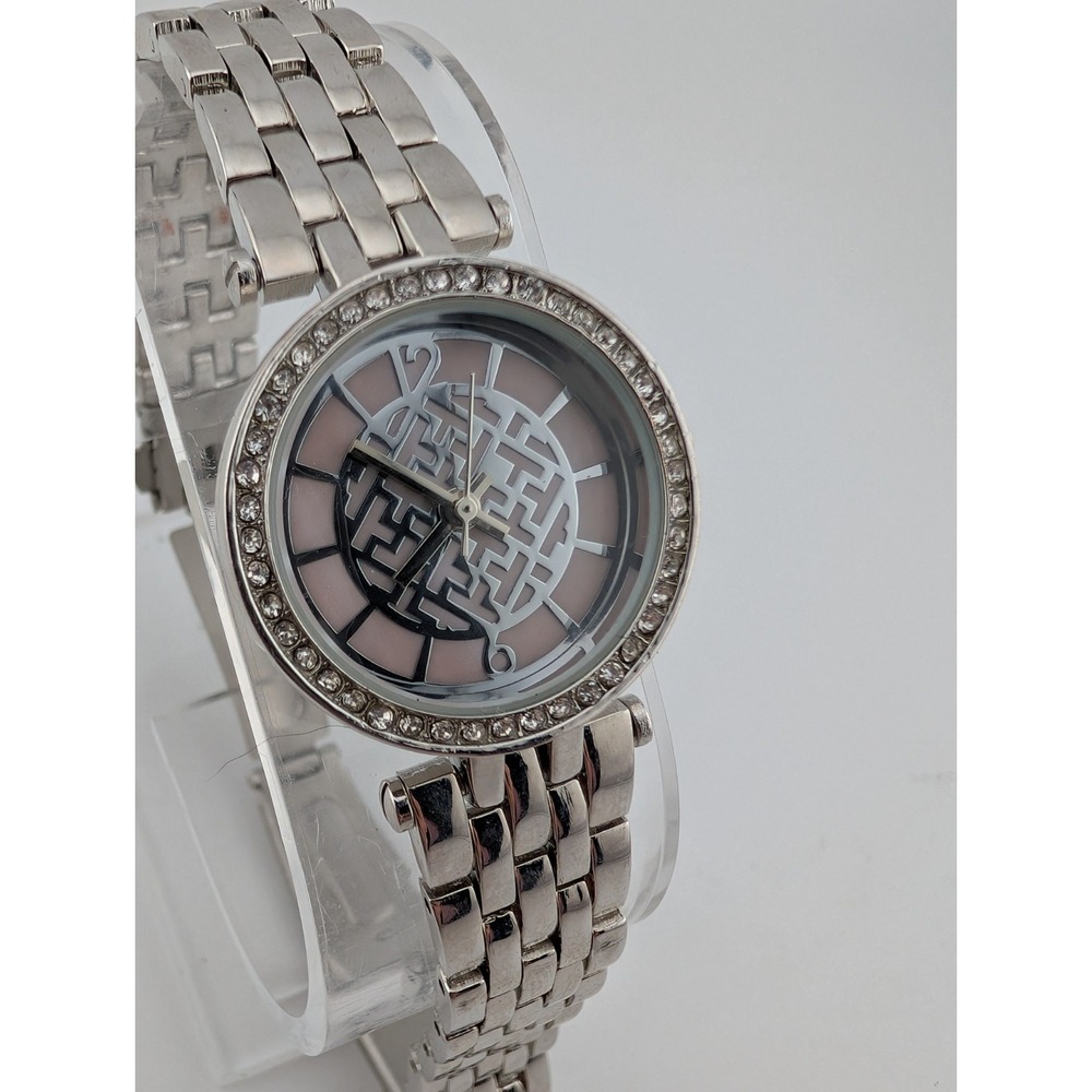 Women's Quartz Watch Silver 26mm Case Crystal Bezel 7" Band- New Battery - Picture 2 of 7